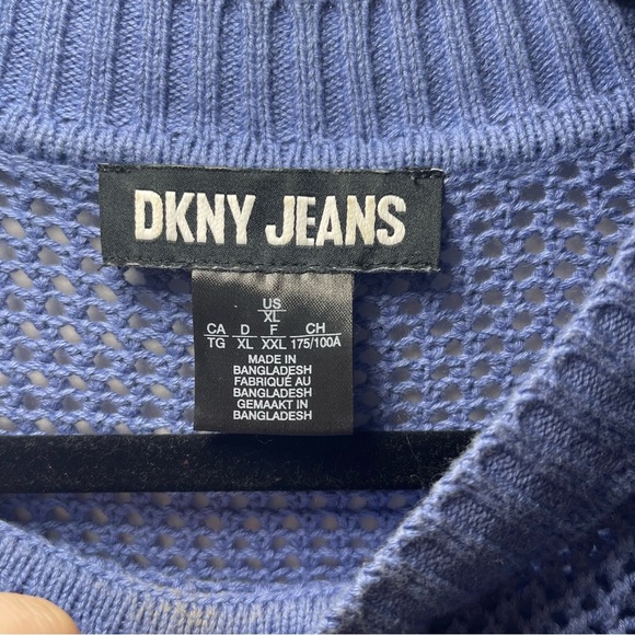 DKNY Women’s Skyway Blue Open Knit Sleeveless preppy Sweater Vest in Size XL - Picture 4 of 8